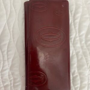 Cartier Burgundy Embossed Leather Wallet